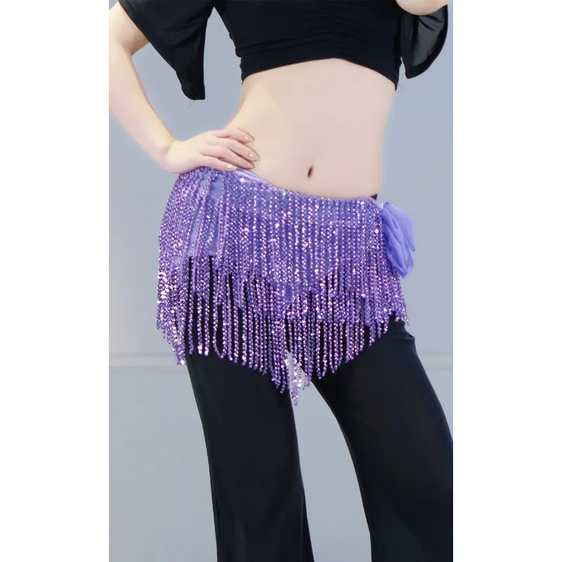 customized bellydance hip scarf sequins tassel oriental dance practice suit waist chain stage performance jazz dance waist scarf