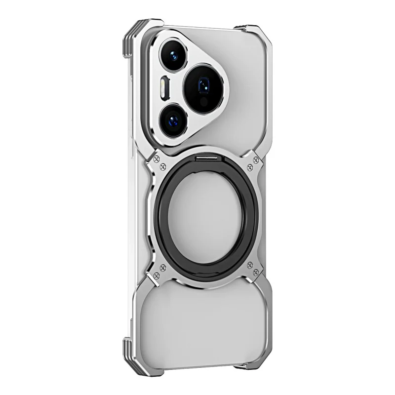 

Magnetic Metal Wireless Charge Phone Case For Huawei Pura70 Pro for Huawei Pura70 Ultra Geometry Stand Holder Phone Cover