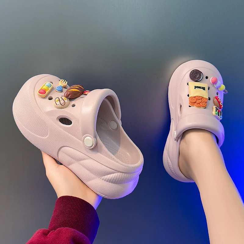 

Fashion Thick Bottom Clogs Women Sandals Summer Casual Garden Shoes Soft Closed-toe Slippers Indoor Nursing Clogs with Charms