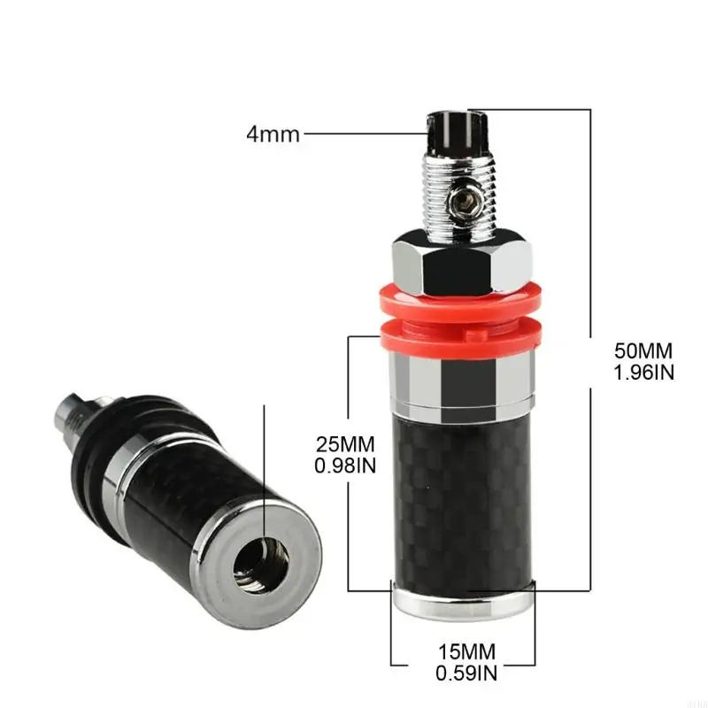 2 Stück 4 mm Bananenstecker, schweißfreie Kupferklemme für 4 mm Bananenbuchse, schwarze und rote Bananenbuchsen-Bindungspfosten – Detail 6
