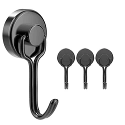 Heavy Duty Magnetic Hook, Strong Neodymium Magnets Hooks for Home, Refrigerator, Grill, Kitchen,Key Holder,Black, Multi-Purpose