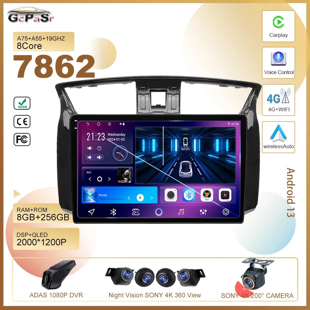 

Car Android 13 For Nissan Sylphy Sentra B17 2012 - 2017 Auto 5G wifi Radio Stereo Multimedia Player GPS Navigation CPU HDR QLED