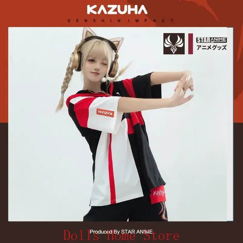

Game Genshin Impact Kaedehara Kazuha Cosplay Unisex Loose Top Short Sleeved T-shirt Shorts Set Full Suit Anime Role Play