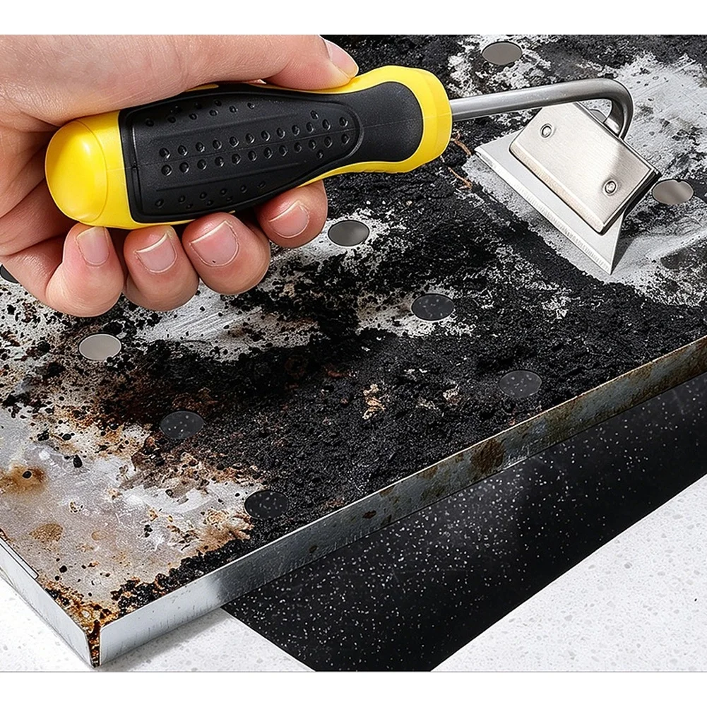 Rustproof Floor Scraper For Kitchen Grease Removal With 10 Replacement Blades Heavy Duty Oil Cleaning Tool For Home Bathroom