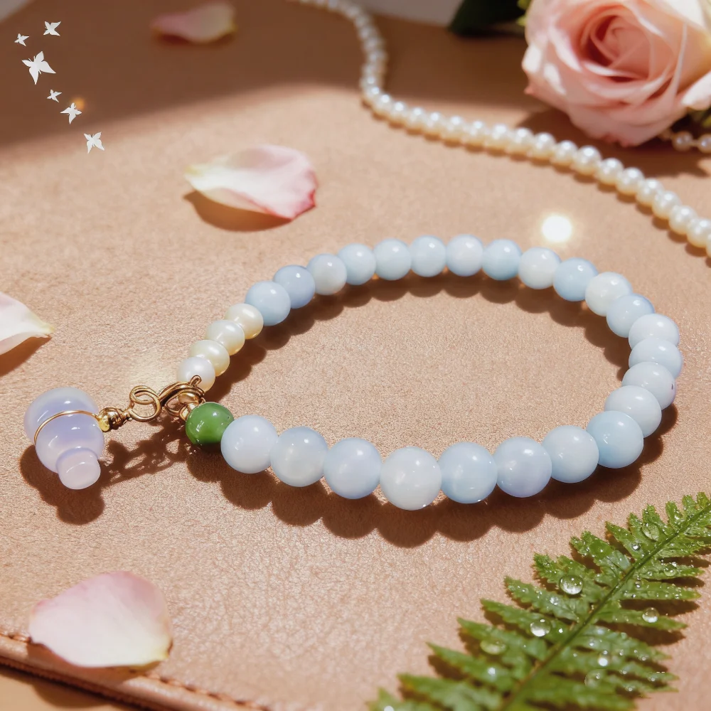

Jewelry Bracelet Aquamarine Pearl Fashion Handmade Women's bracelets Lucky calm growth energy