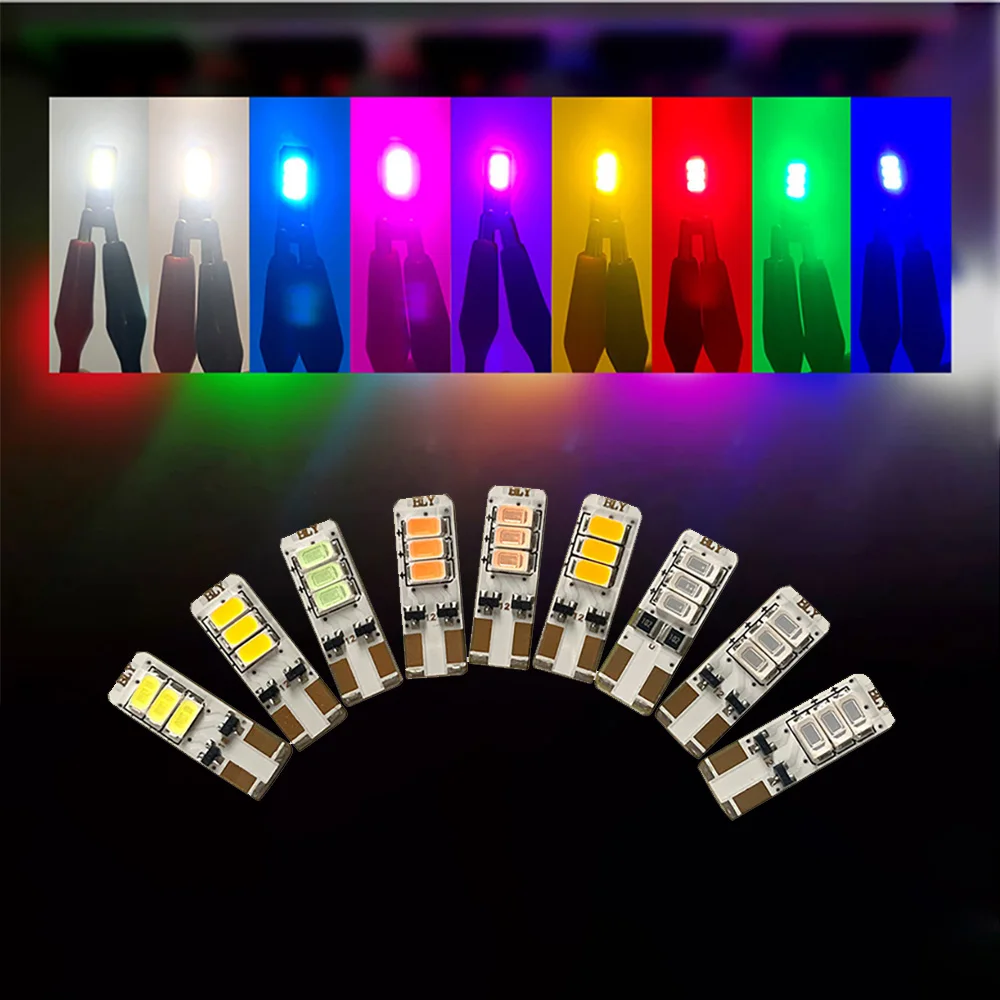 10pcs/lot 12V 24V Super Bright LED Indicator Light T10 Plug Bulb with 6 Lamp Bead License Plate Light Dome Lamp for Truck Car