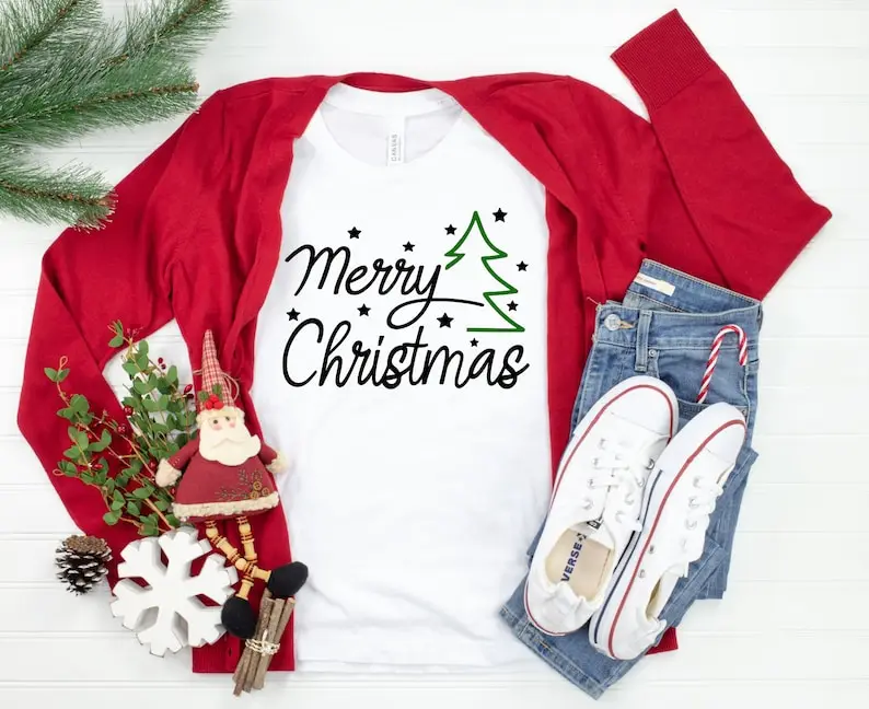 Merry Christmas Shirt Merry Family Matching Holiday Gift Short Sleeve Top Tees 100% Cotton Tshirt Streetwear Harajuku goth y2k