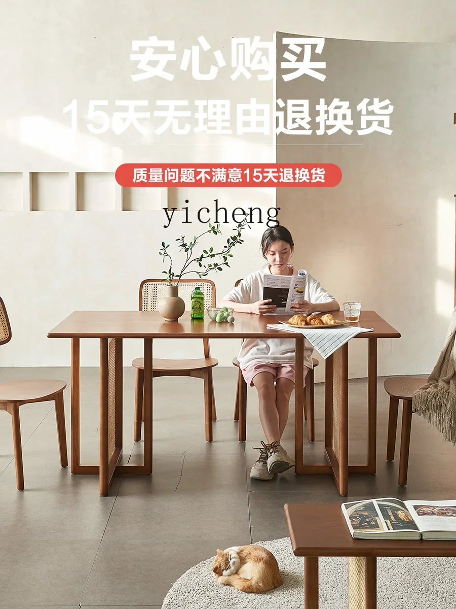 ZML طاولة طعام منزلية من الخشب الصلب وكرسي مجموعة طاولة طعام صغيرة من خشب الرماد #3