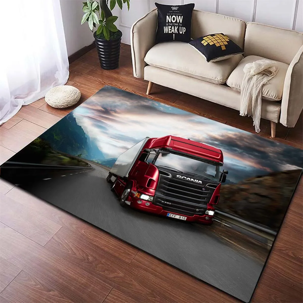 3D Scania Top Class Truck Pattern Floor Mats Kitchen Hallway Runner Rug Bedroom Living Room Soft Carpet Non-slip Area Rug