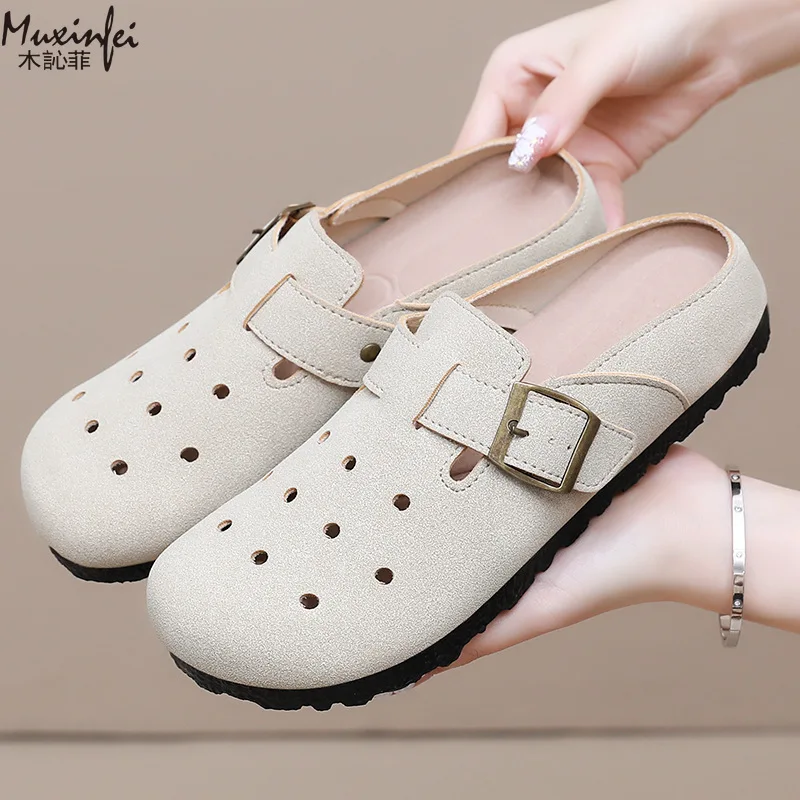 

Half Slipper Women's New Versatile and Comfortable Baotou Casual Shoes with Soft Soles, One Foot Kicking Hole Shoes