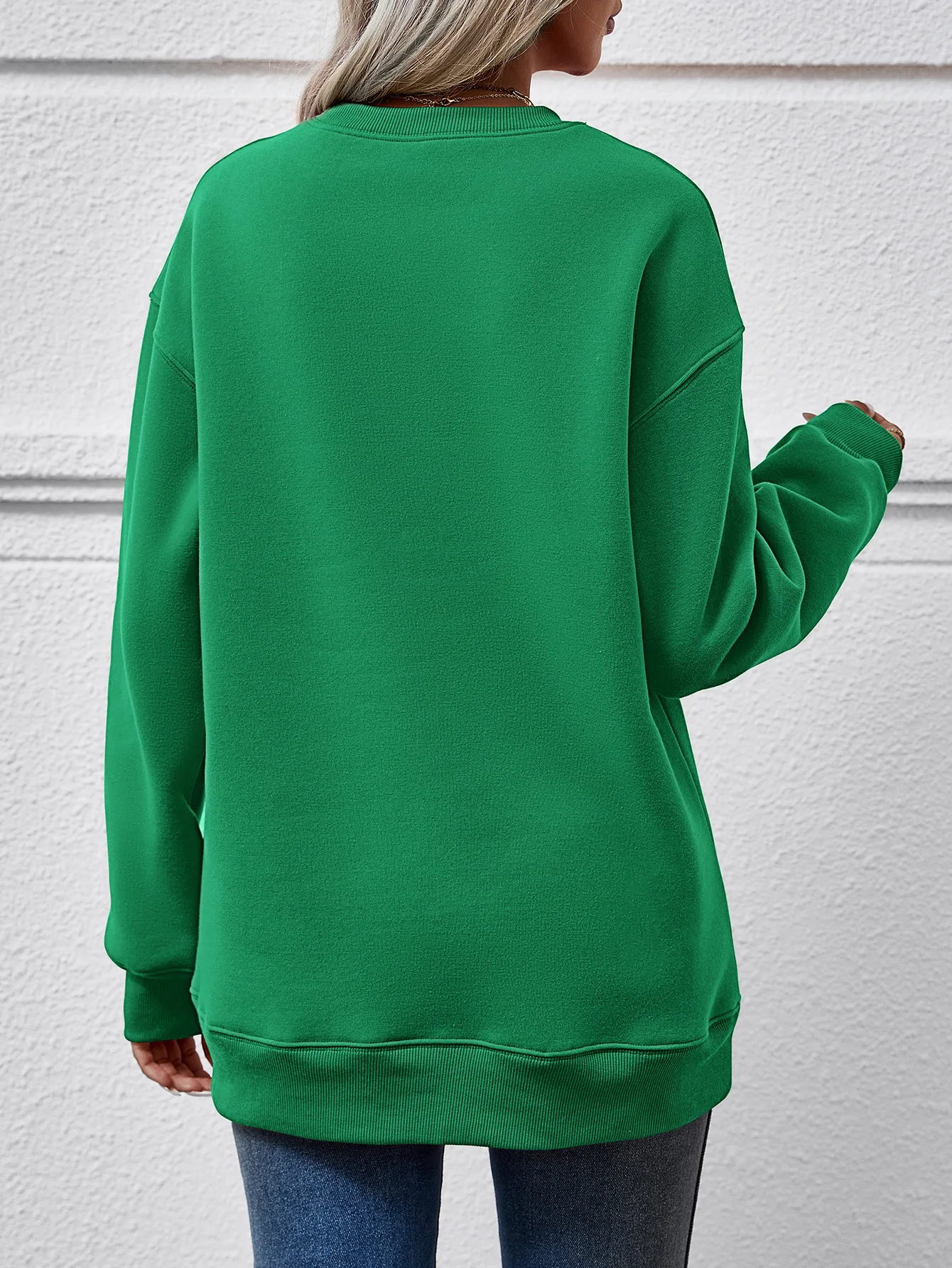 2024 Sweatshirt wanita warna Solid Hoodies Tracksuit kerah bulat Hoodie Hip Hop pullover pakaian wanita T885