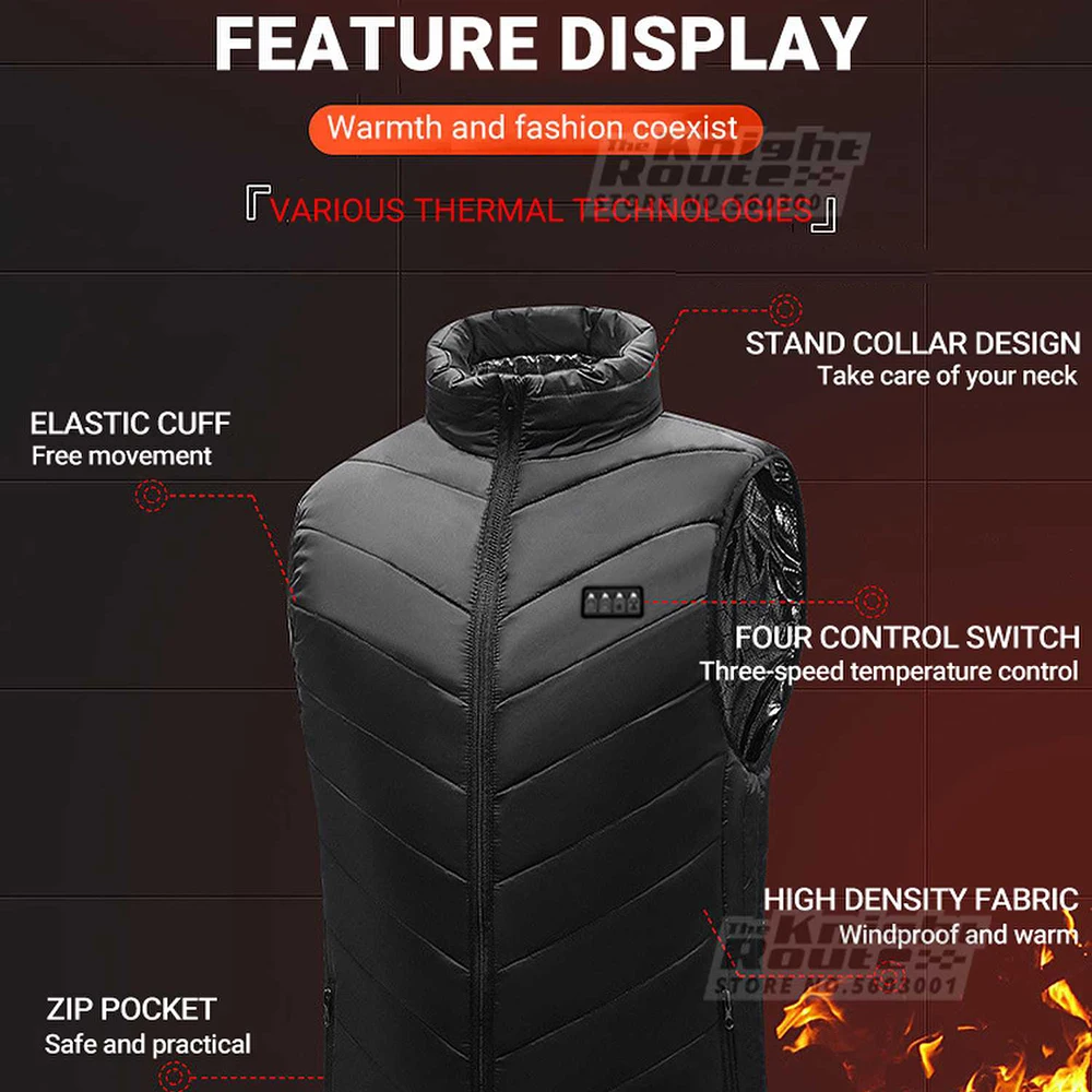 19 Areas Self Heating Vest Men\'s Thermal Women\'s USB Heated Vest Warm Clothing Fishing Camping Washable Winter Heating jacket