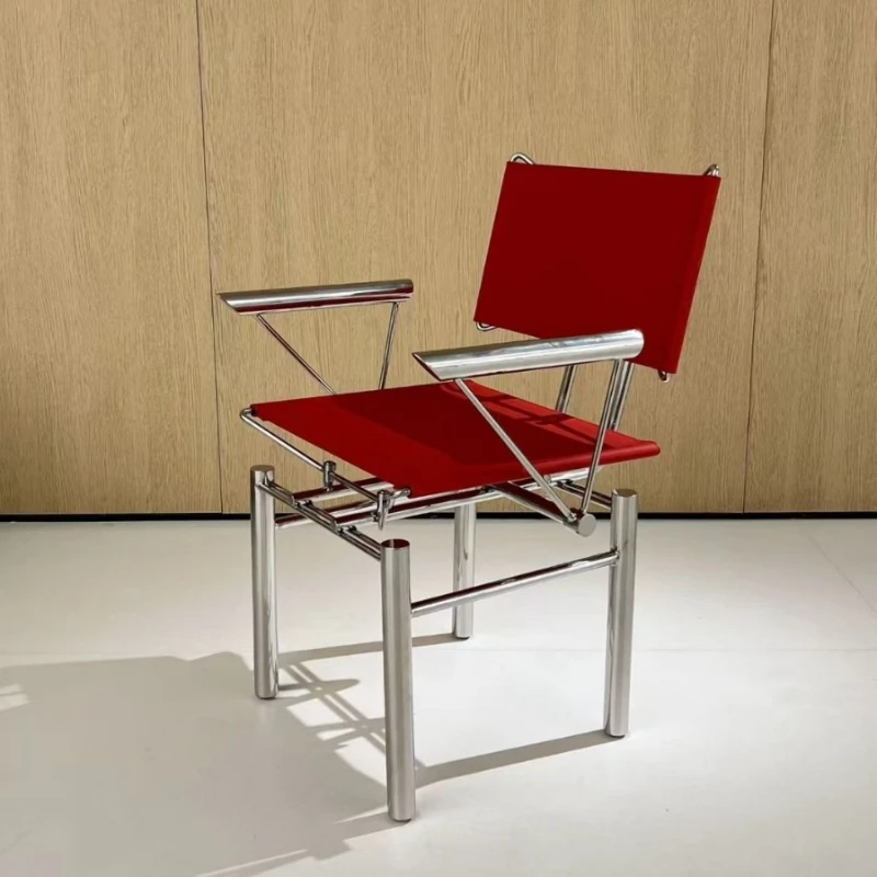 Saddle leather dining chair, minimalist dining table chair, leisure chair, wabi-sabi backrest chair