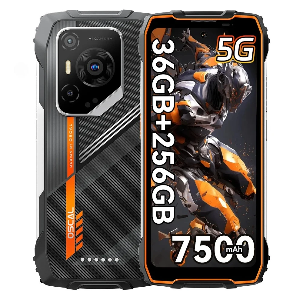 Smartphone robuste OSCAL PILOT 3 [Sans chargeur UE] Android 15 36 Go (12+24) + 256 Go 6,78 pouces 7500 mAh 120 Hz 33 W 50 MP + 32 MP + 20 MP NFC