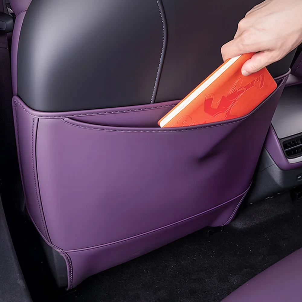 ل جديد Xpeng P7 2025 المقعد الخلفي مكافحة ركلة الوسادة تعديل الداخلية اكسسوارات الجلود وسادة واقية لصندوق مسند الذراع الخلفي #4