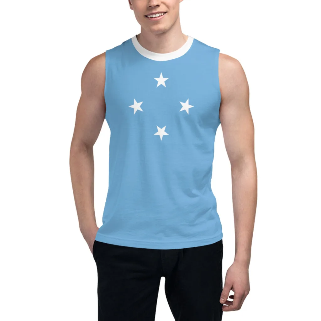 

Sleeveless T-shirt Federated States of Micronesia Flag 3D Men's Boys Tshirt Gyms Tank Fitness Joggers Basketball Training Vest