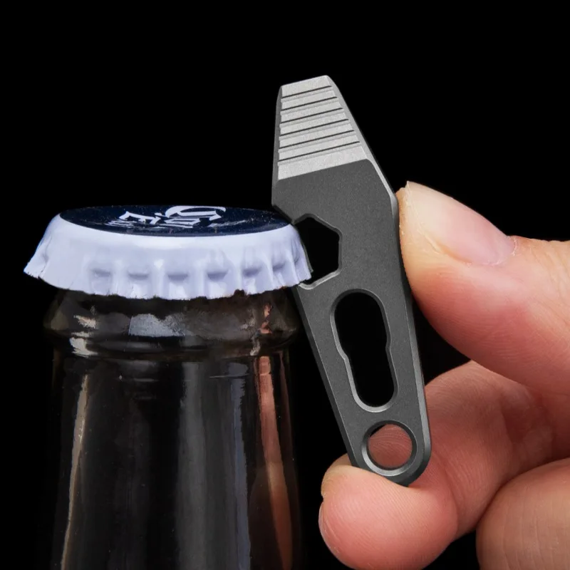 Titanium Mini Pry-Bar Bottle-Opener Keychain Tool
