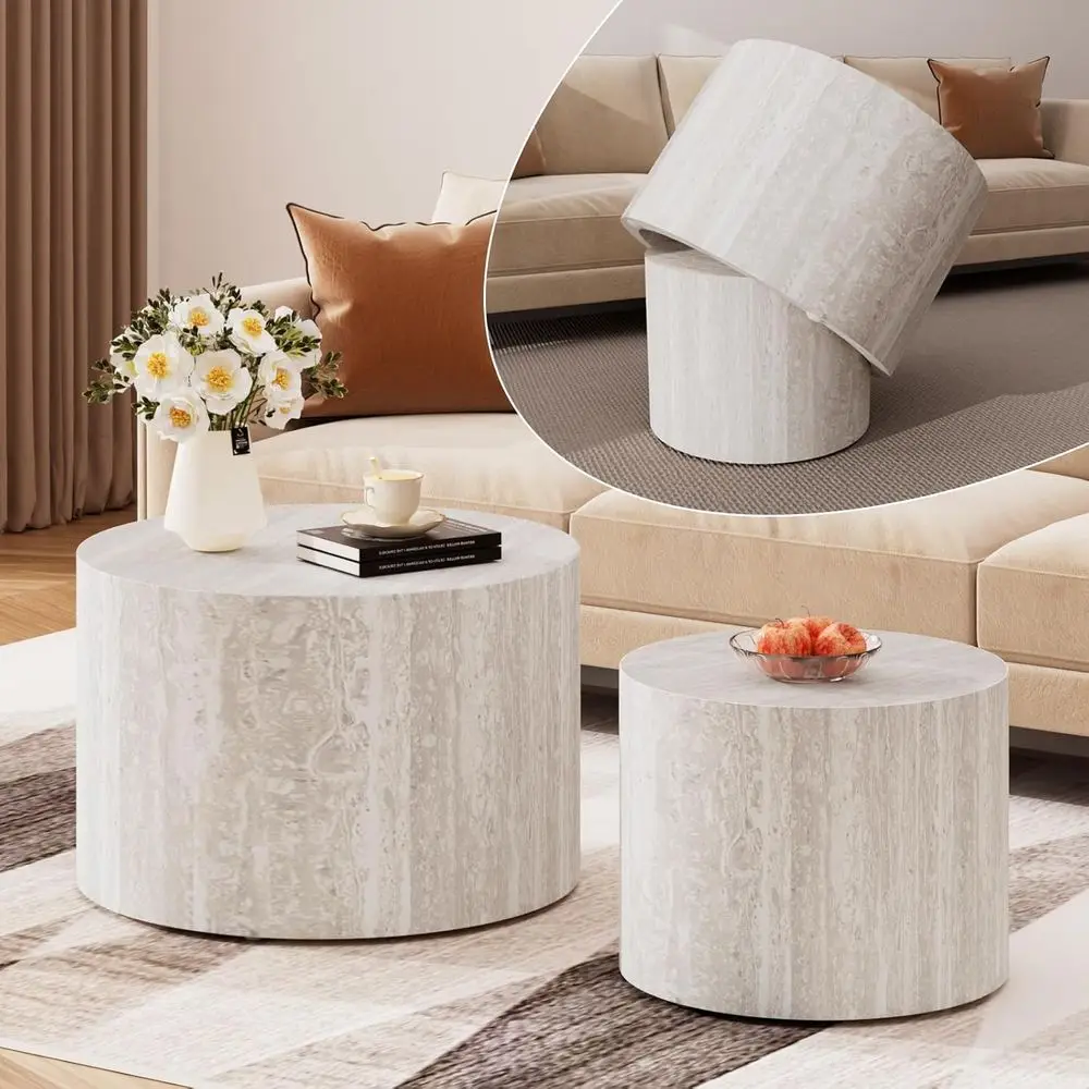 Elegant Wooden Small Nested Coffee Table - Ideal for Living Room, Balcony, or Study (18.1x14.6in)