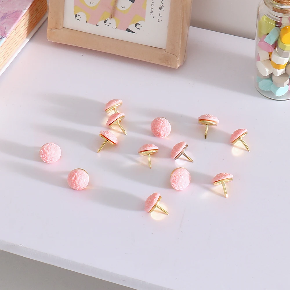 pink color 15pcs metal Quality Cork Board Safety Colored Push Pins Thumb Tack Office School Accessories Supplies