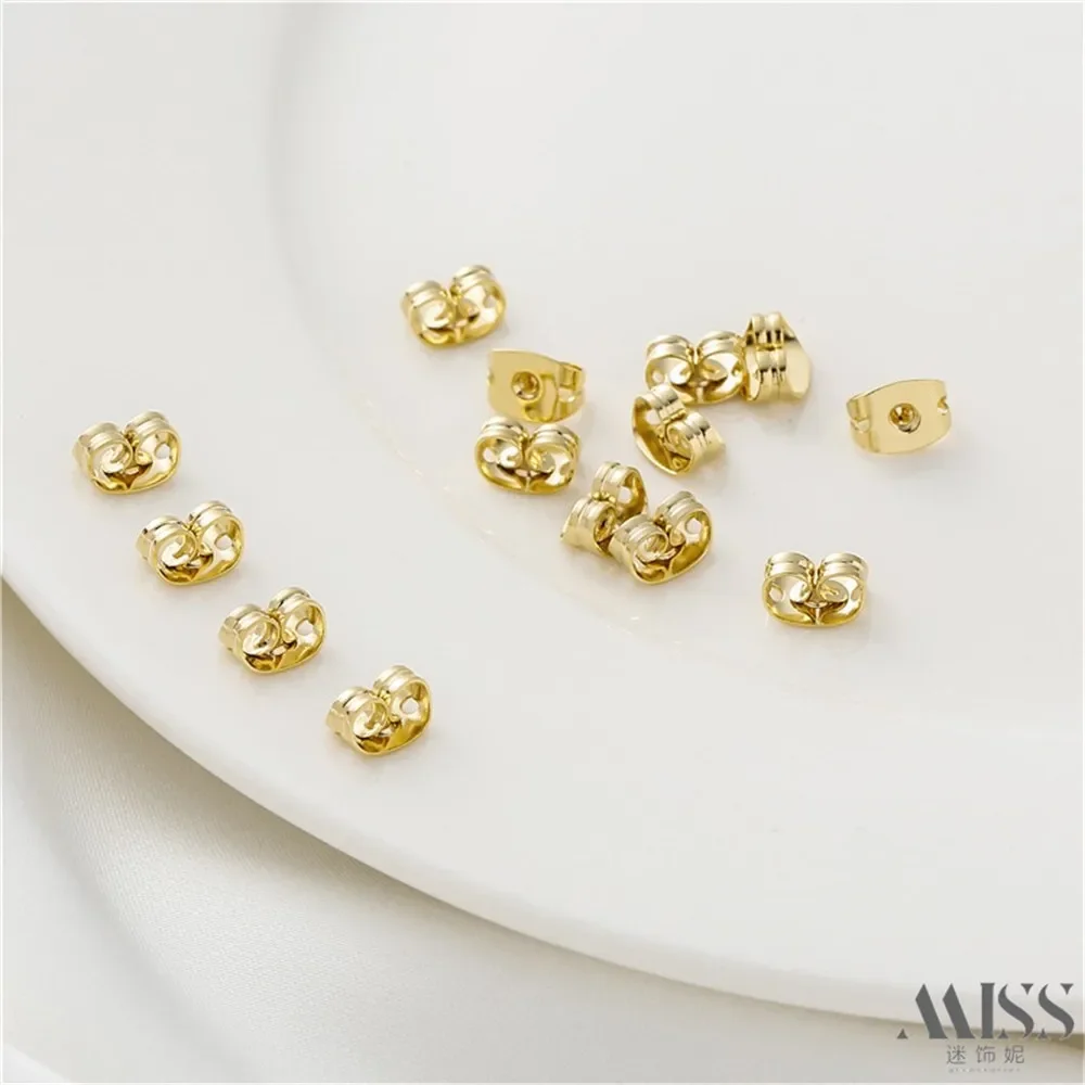 18K Gold-plated High-end Versatile Double Hole Butterfly Ear Pin Plug DIY Earring Buckle Handmade Ear Accessory Special Material