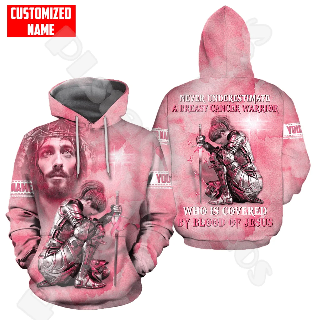 

Custom Name Breast Cancer Fighter Pink Colorful Tattoo Retro Vintage 3DPrint Pullover Harajuku Casual Funny Hoodies Jacket A25