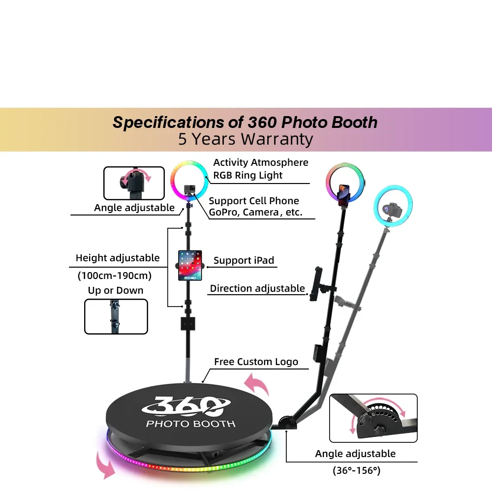 New Selfie 360 Photo Booth Spinning Automatic Video 360 Photo Booth Selfie Machine 360 Photo Booth Selfie Video For Party