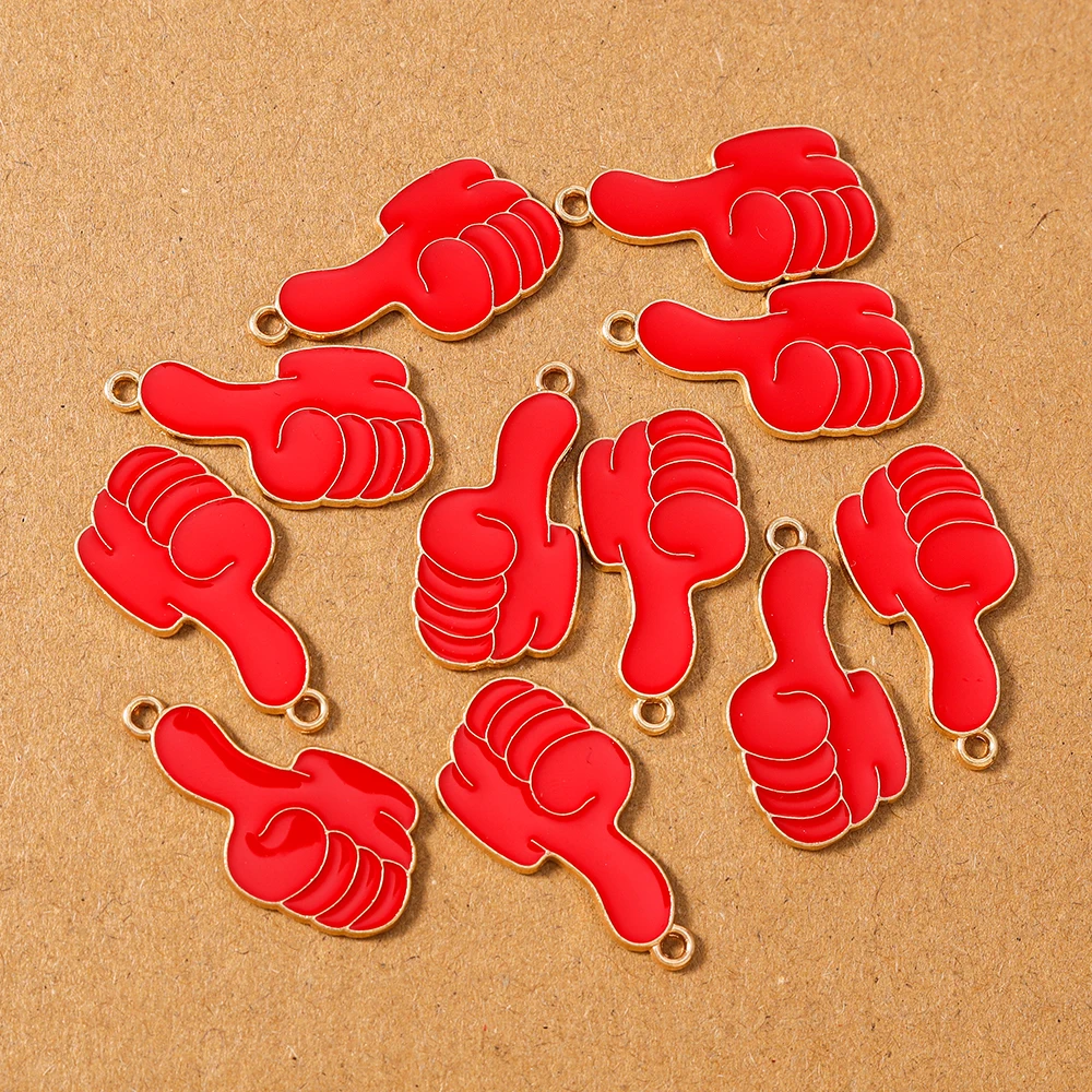 10 Uds. De nuevos colgantes esmaltados con forma de pulgar para hacer joyas, collar, pendientes, pulsera, suministros de accesorios hechos a mano DIY
