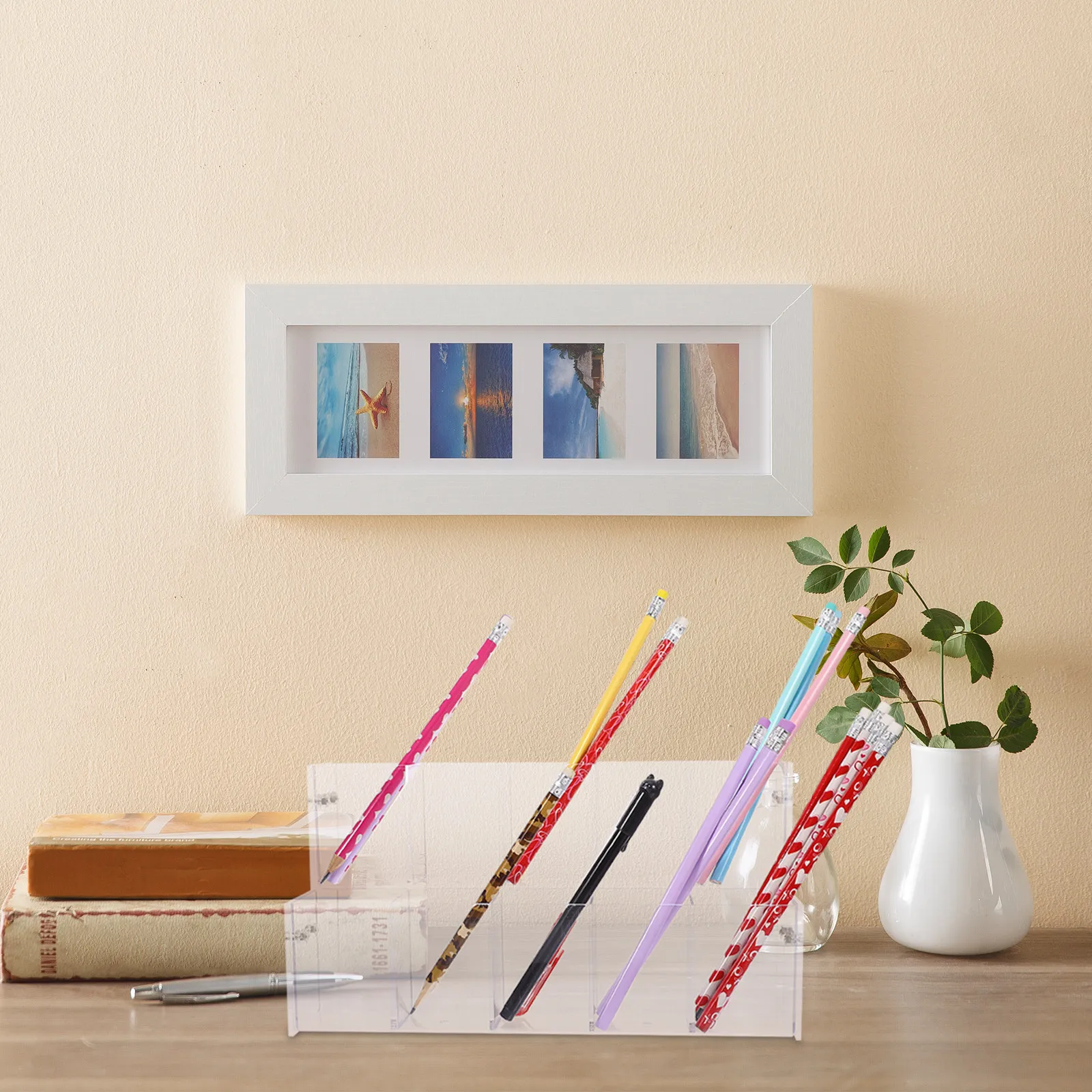 Acrylic Acrylic Pen Stand Holder Organizer Stationery Display Shelf Clear Compact Desk Friendly Marker Pencil Office