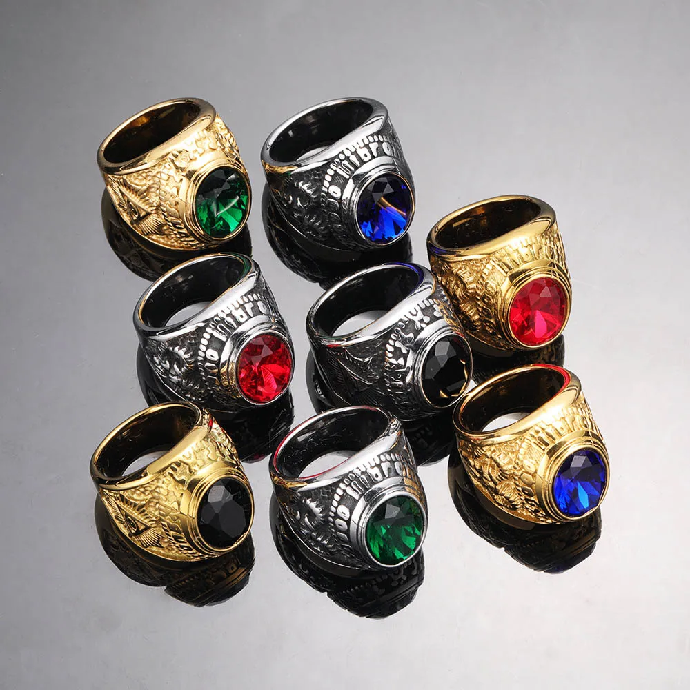 

Retro Multicolor Big Stone Ring for Men Women Stainless Steel Gothic Style Emo Eye Goat Ring Baphomet Pagan Jewelry Dropshipping