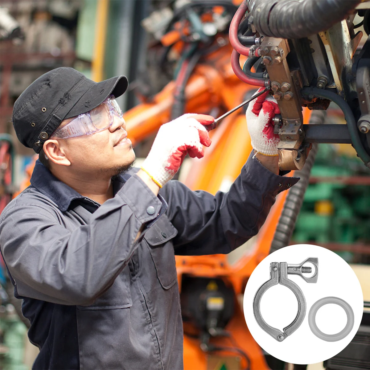 

1 Set 1.5 Inch Stainless Steel 304 Tri Clamp Single Pin Heavy Duty Fitting For Sanitary Hose Valve Connection High Temp Silicone