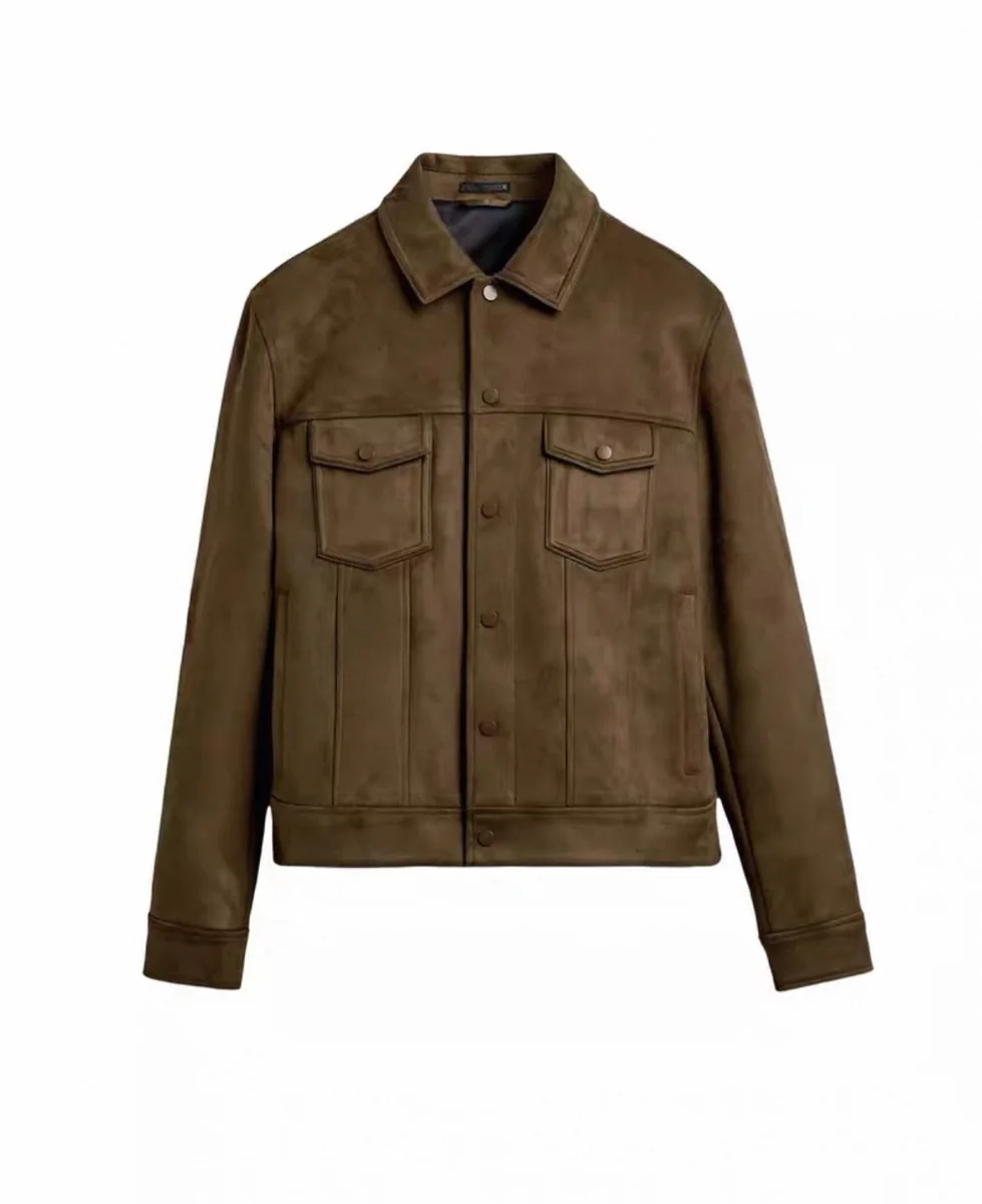 

Мужское пальто прямого кроя Jaet, осеннее новое поступление с эффектом искусственной замши, облегающее пальто для поездок на работу, длинное пальто на пуговицах