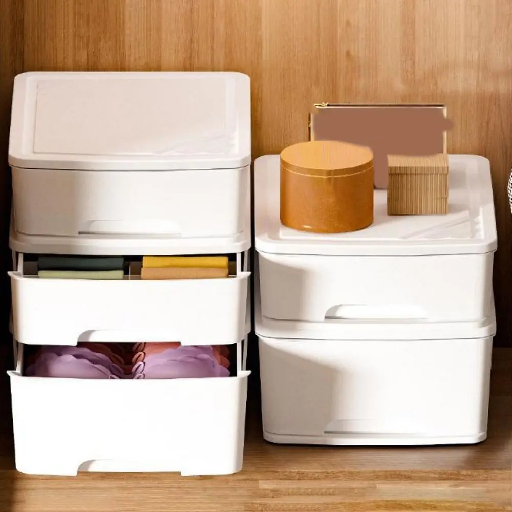 Plastic Underwear Storage Box Drawer Type Solid Color Socks Storage Box Stackable Large Capacity Clothes Organizer Bedroom