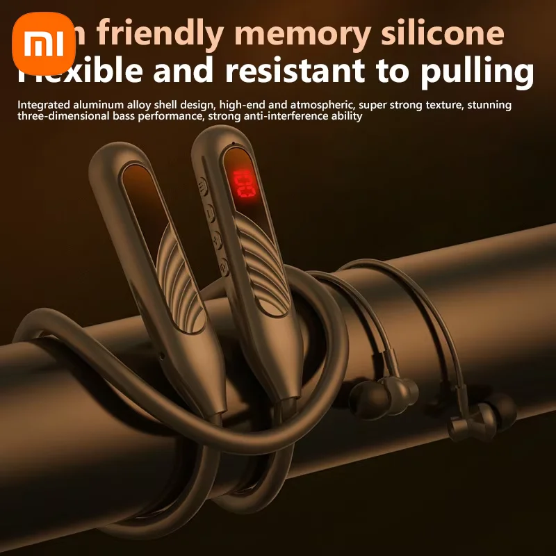 سماعات الرأس Xiaomi Bt-8 اللاسلكية التي تعمل بتقنية البلوتوث على طراز شريط حول الرقبة، وقابلة للإزالة وبطارية كبيرة لتقليل الضوضاء