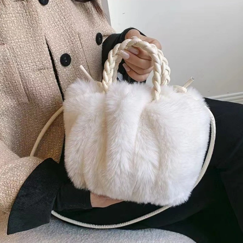 Rabbit Hair Bag Crossbody Bag for Women Designer Bags Portable Fashionable Versatile Women Shoulder Bags Purse and Handbags Sac