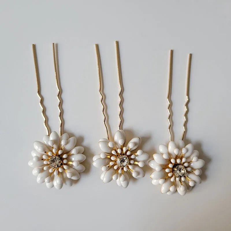 Handmade Rhinestones Alloy Crystals Flower Bridal Hair Pin Set Women Hair Stickers Hair Clips Women Jewelry