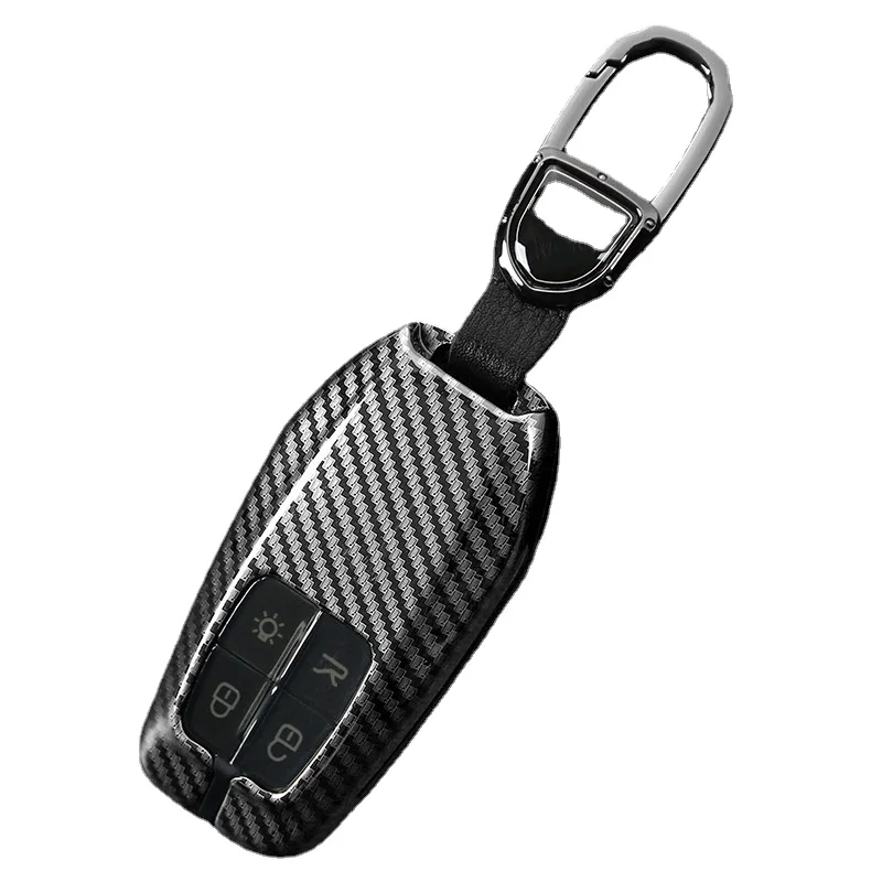 

Carbon fiber textured key case, chain For Ferrari 488/458/ST90 F8/430 Metal car remote control protective shell