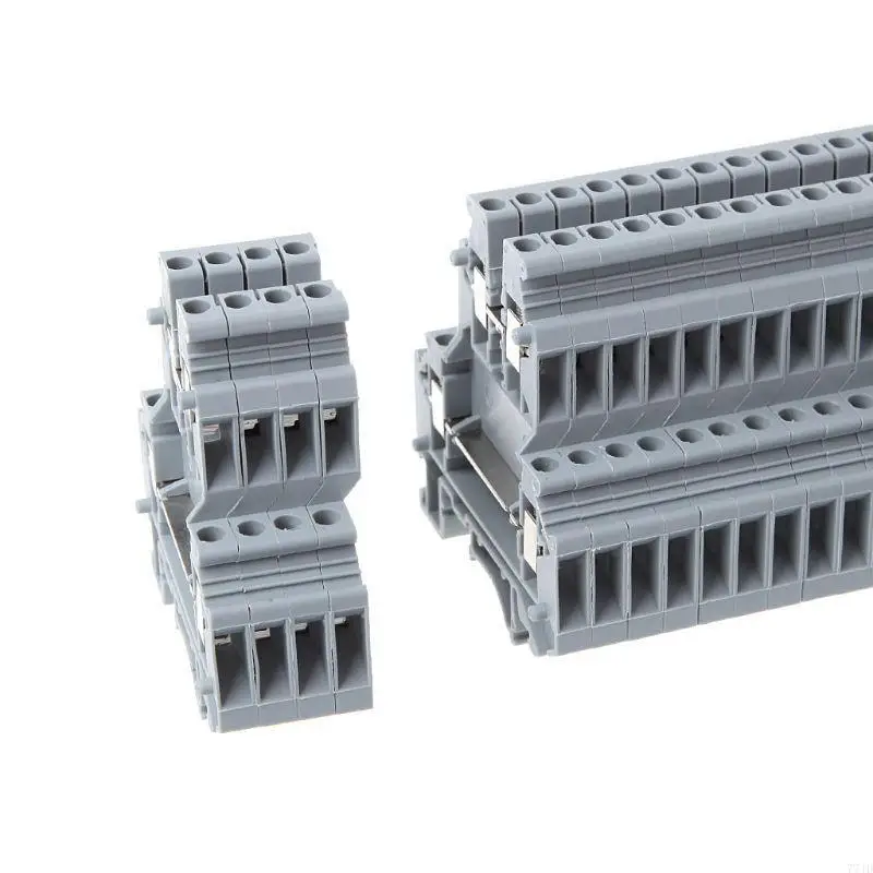 77JD 50 Pcs UKK3 DIN Double Level Dual Row Terminal Block 500V 25A 28-12AWG Gray