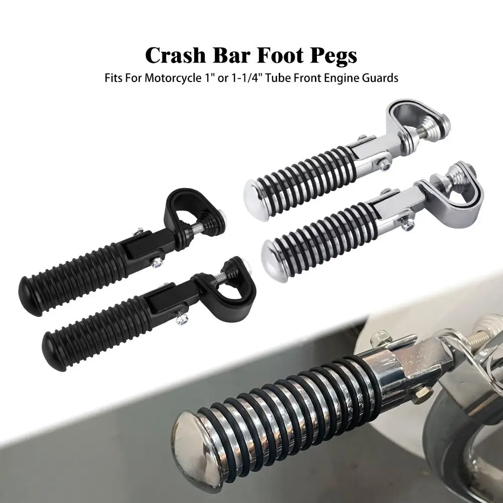 

26mm-31mm Bumper Guard Universal Motorcycle Foot Pegs Alloy Steel Rubber Highway Crash Bar Footpegs Foldable Design High Quality