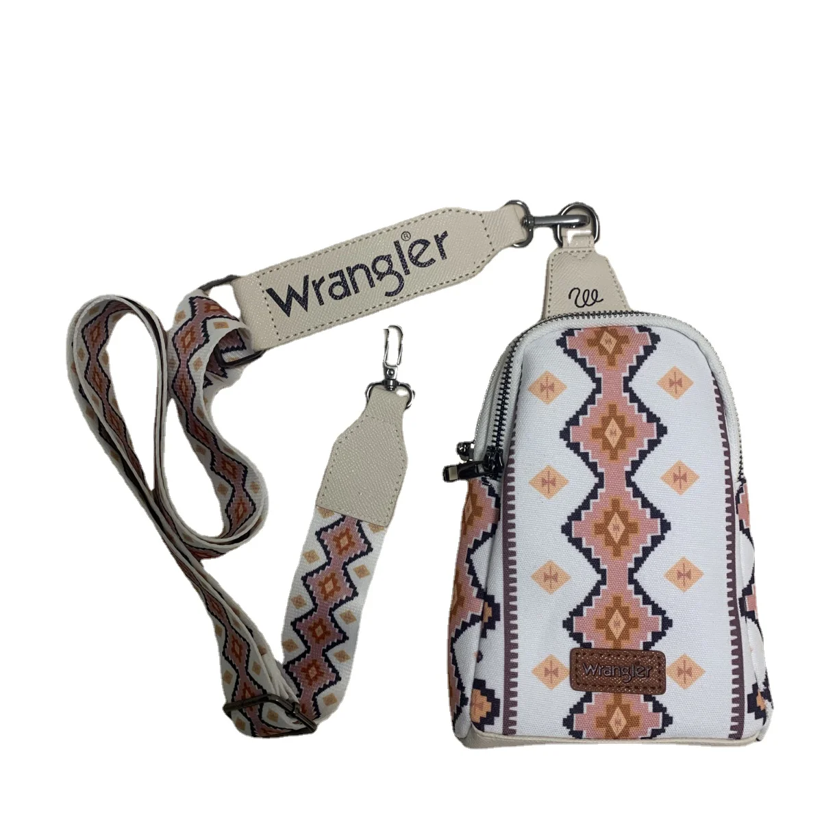 Wrangler Crossbody Bag Bohemian Ethnic Style Zipper Canvas Chest Waist Shoulder Strap