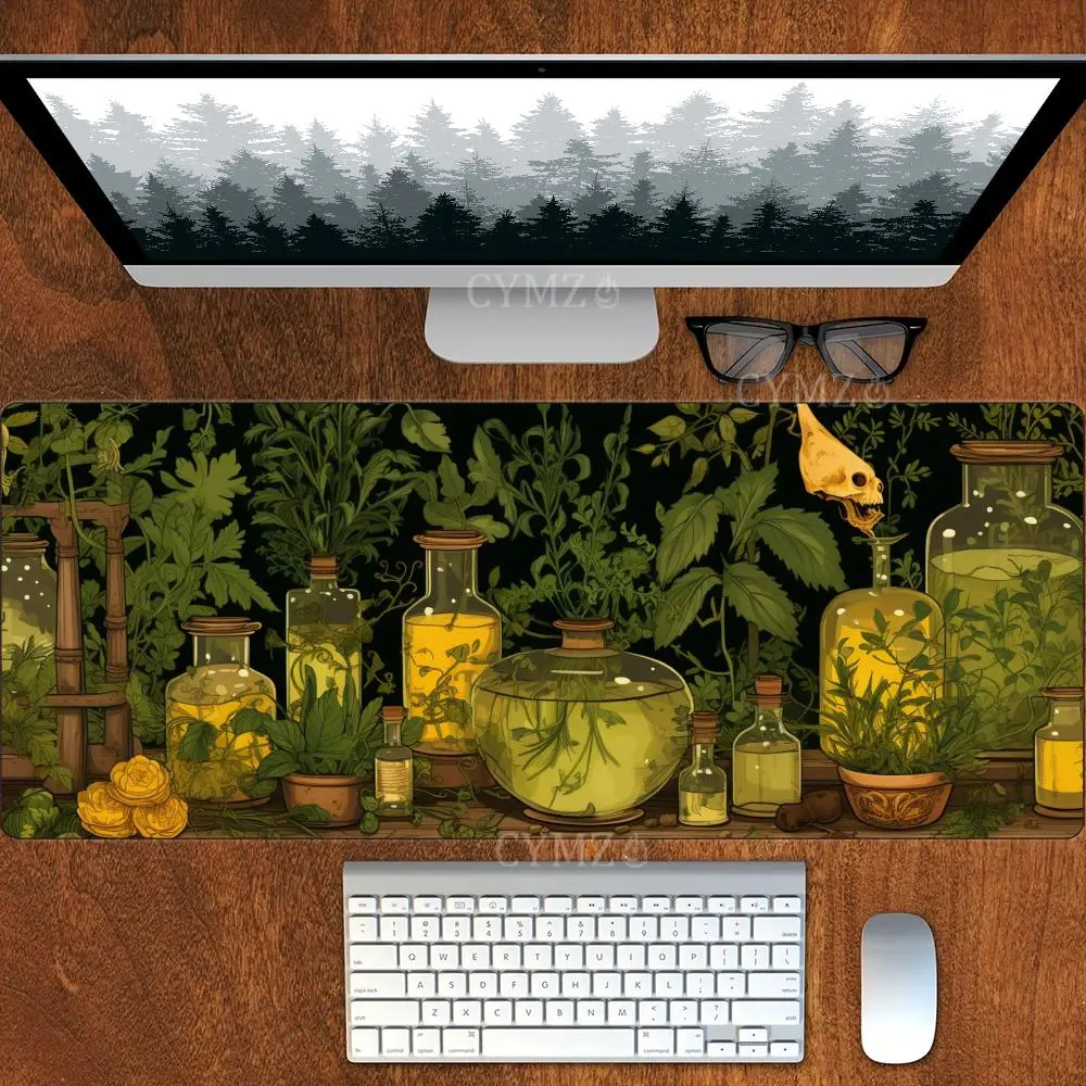 

Стеклянная банка с зелеными растениями, коврик для мыши, настольный коврик, игровые коврики, резиновые противоскользящие прочные аксессуары для ПК, коврики для клавиатуры и мыши