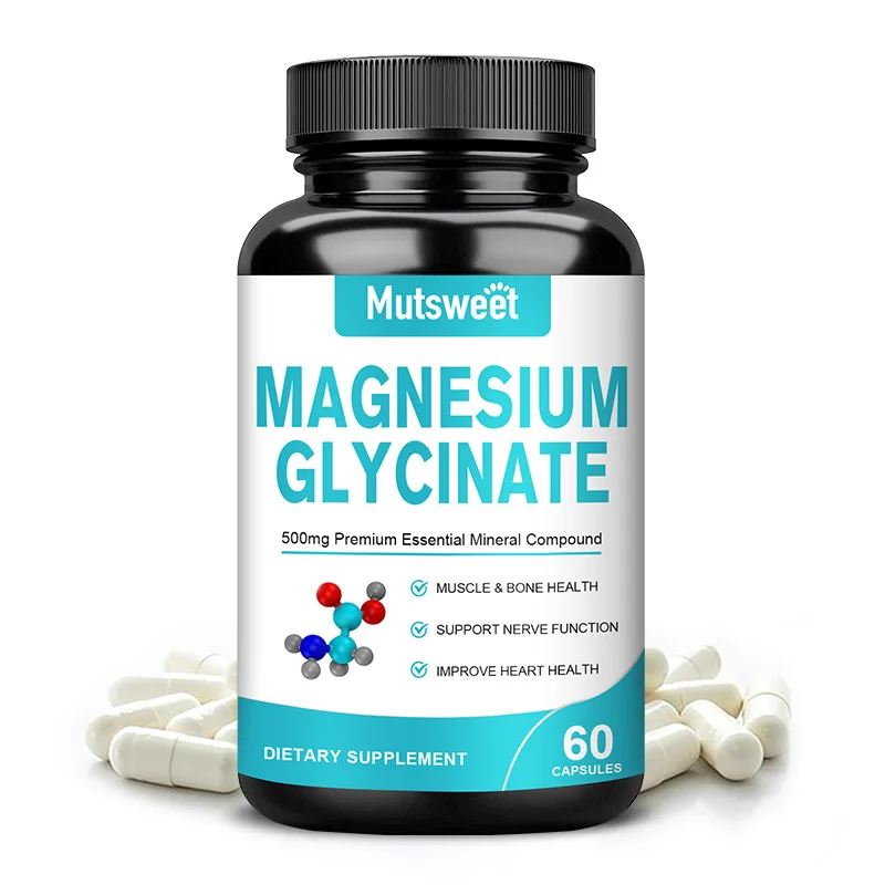 

Mutsweet Magnesium Glycinate Supplement Vegan Capsules with Zinc Vitamin D3 B6 High Absorption Support for Women&Men Non-GMO