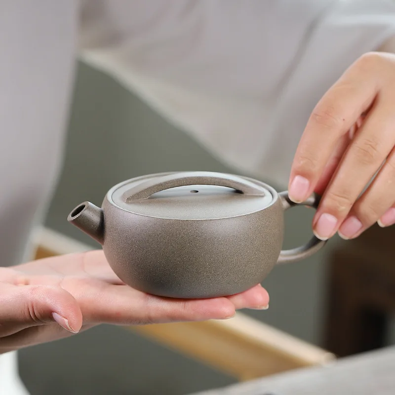Yixing Gongtang Direct Sales Large-Mouth Hanwa Original Ore Green-Grey Handmade Tea Set Teapot One-Piece Clay Purple Sand