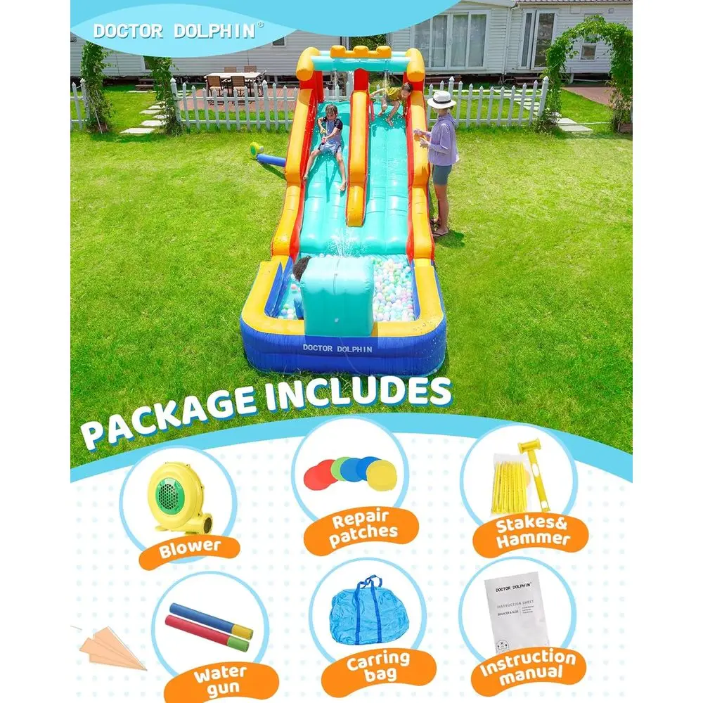 大きなお子様向けのプール付きバウンスハウス・インフレータブルウォータースライダー、子供用裏庭ウォータースライダー、インフレータブルウォーターパークダブル