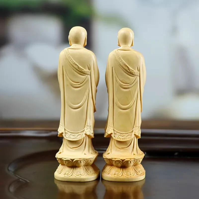 The Buddha‘s Twin Disciples: Kashyapa & Ananda - Boxwood Carving Set of Contrasting Personalities, Sacred Art for Contemplation