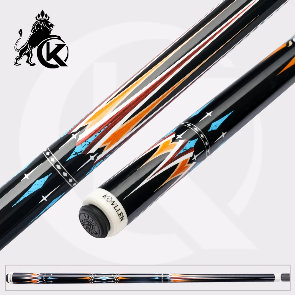 KONLLEN CUE Carom Cue Stick Carbon Fiber Shaft 12.2mm Tip Billiard 3/8*8 Radial Pin JointBlack Technology Cue with case