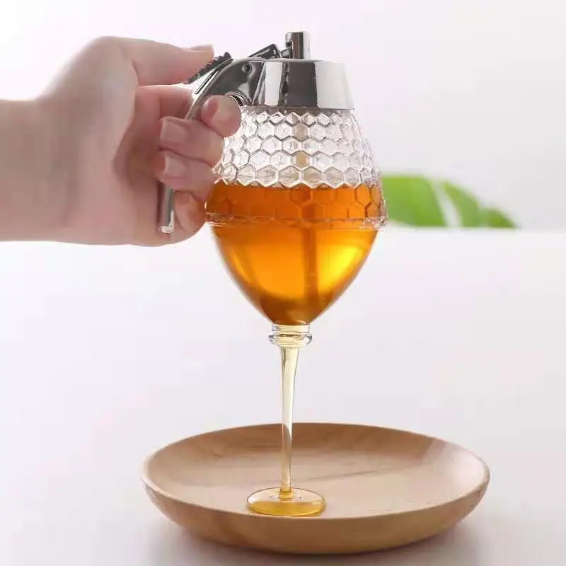 1pc Juice Syrup Cup Bee Drip Dispenser Kettle Honey Jar Container Storage Pot