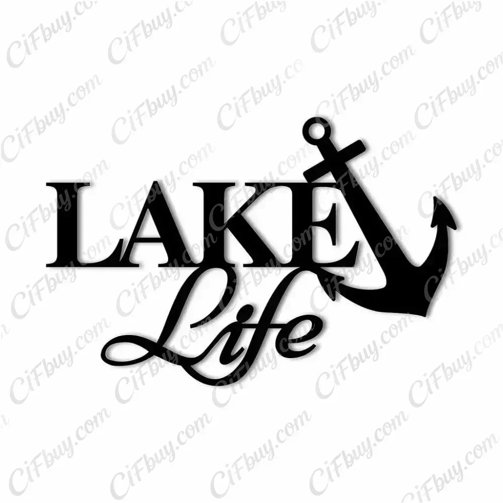CIFBUY Lake Life Anchor Metal Wall Art Iron Nautical Hanging Decor Rust Proof Home Living Room Bedroom Gift Plaque Sign