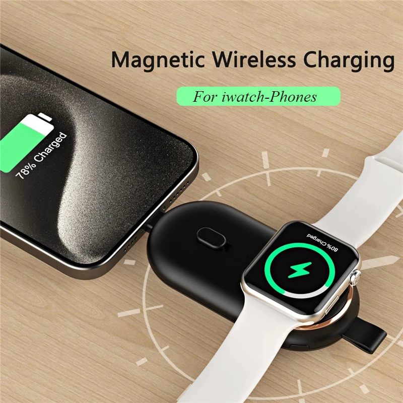 5000mAh Power Bank for iWatch 2 3 4 5 6 7 8 Ultra SE Mangeitc Wireless Charging Powerbank for iPhone Xiaomi Huawei Battery Pack