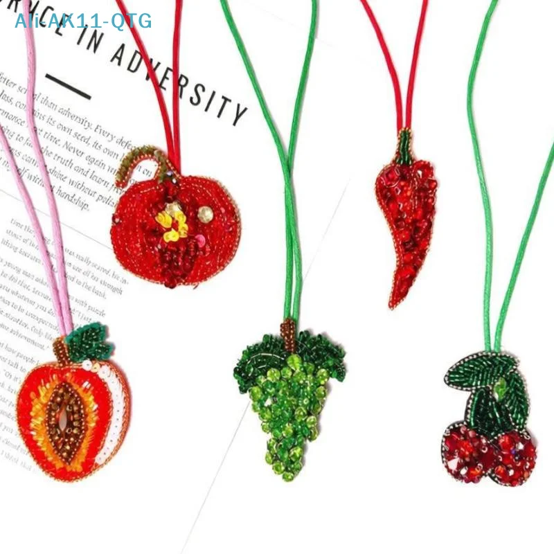 HOT! 3D Rhinestone Beaded Sequin Bead Summer Fruit Series Rope Patches Crystal Bag Patch Beading Applique Patch
