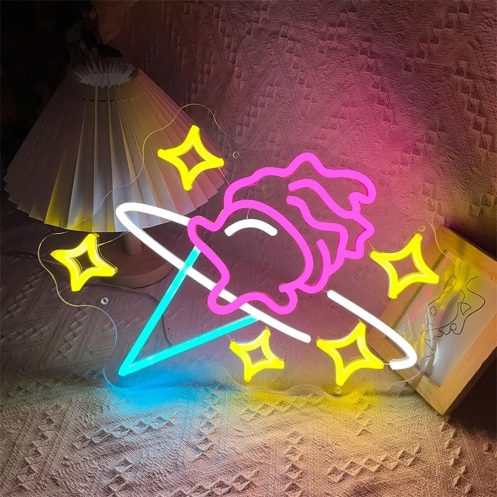 鮮やかな海のカタツムリをモチーフにした三角形リングネオンサインledウォールアート、寝室、リビングルーム、子供部屋の装飾に。海の幸運と星の光をもたらします。